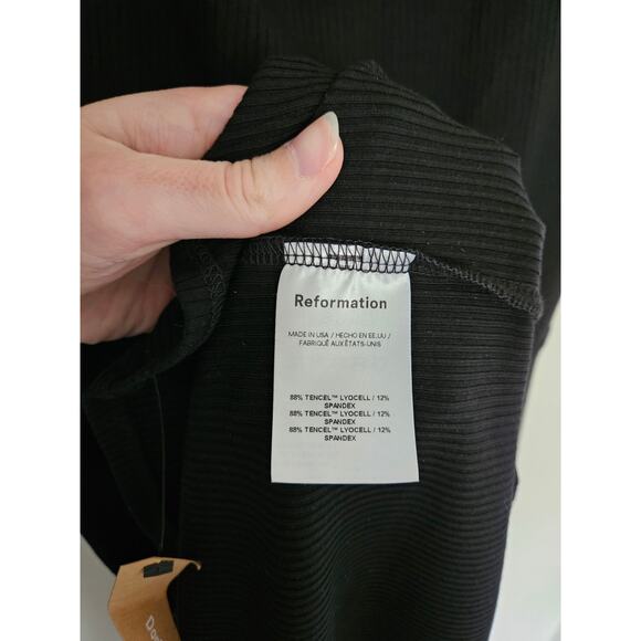 Reformation Black Cassi Knit Dress Ribbed Midi Dress NWT Size Small - Picture 9 of 16